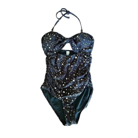 Women’s Star Print One-Piece Swimsuit  XL | Constellation Cut-Out Halter NWOT - Picture 2 of 5